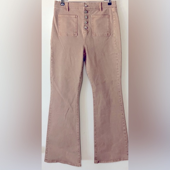 Ann Taylor 10 Petite Beige/Tan “The Patch Pocket Flare Jean” - - Picture 5 of 9